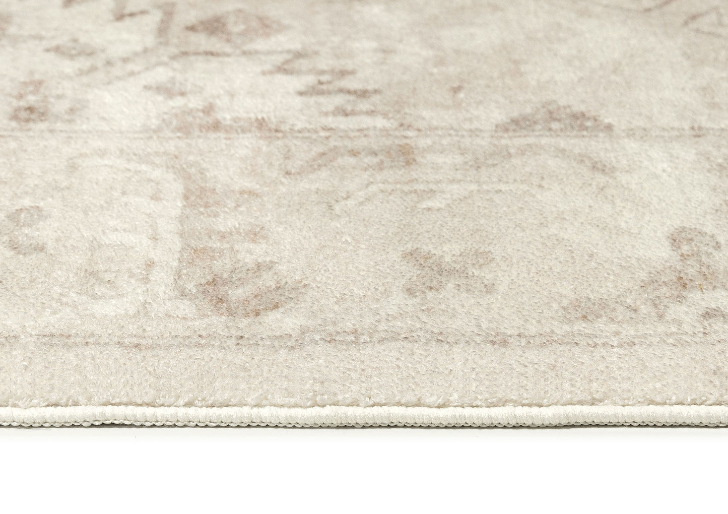 Lucille Cream and Beige Distressed Washable Rug