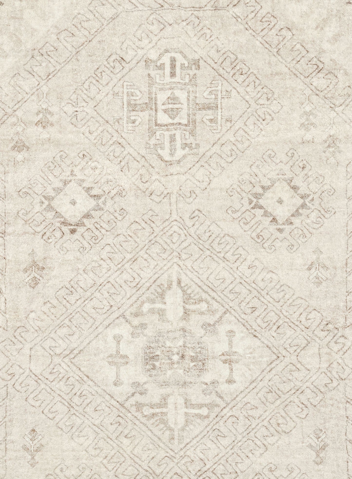 Lucille Cream and Beige Distressed Washable Rug