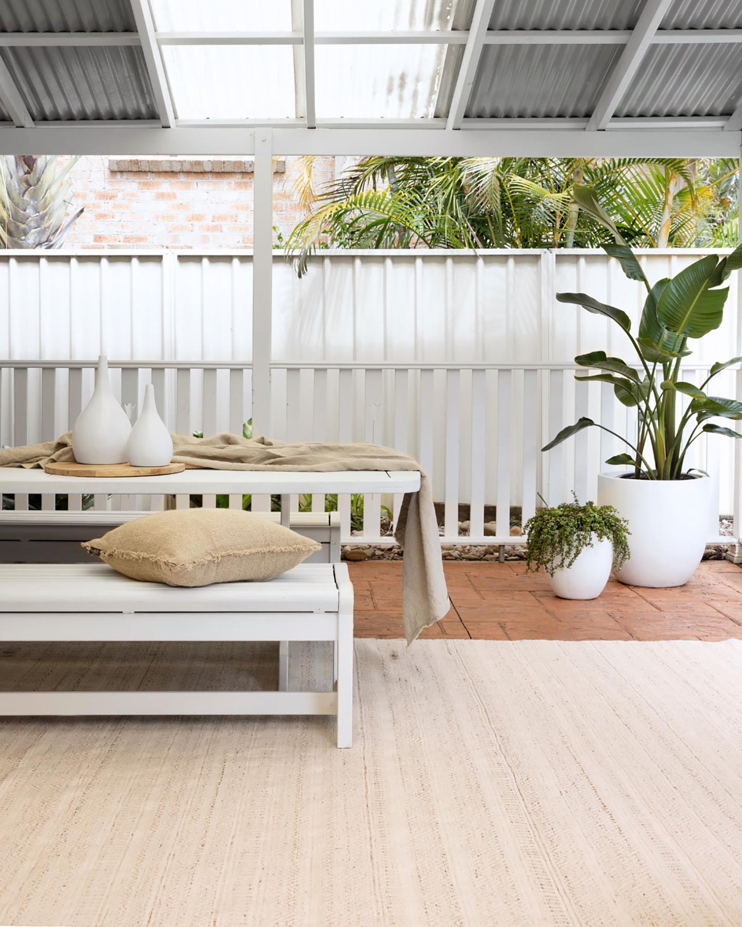 Lucinda Cream and Beige Indoor Outdoor P.E.T Rug