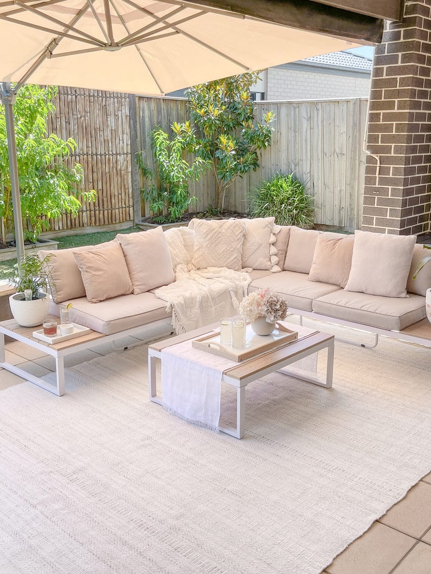Lucinda Cream and Beige Indoor Outdoor P.E.T Rug