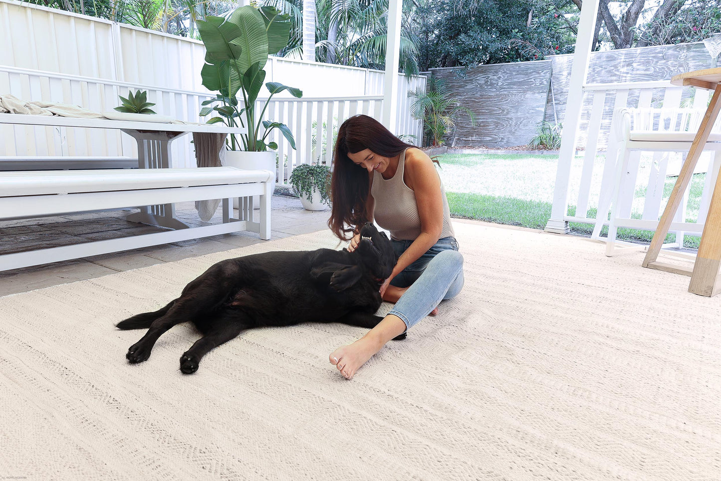 Lucinda Cream and Beige Indoor Outdoor P.E.T Rug