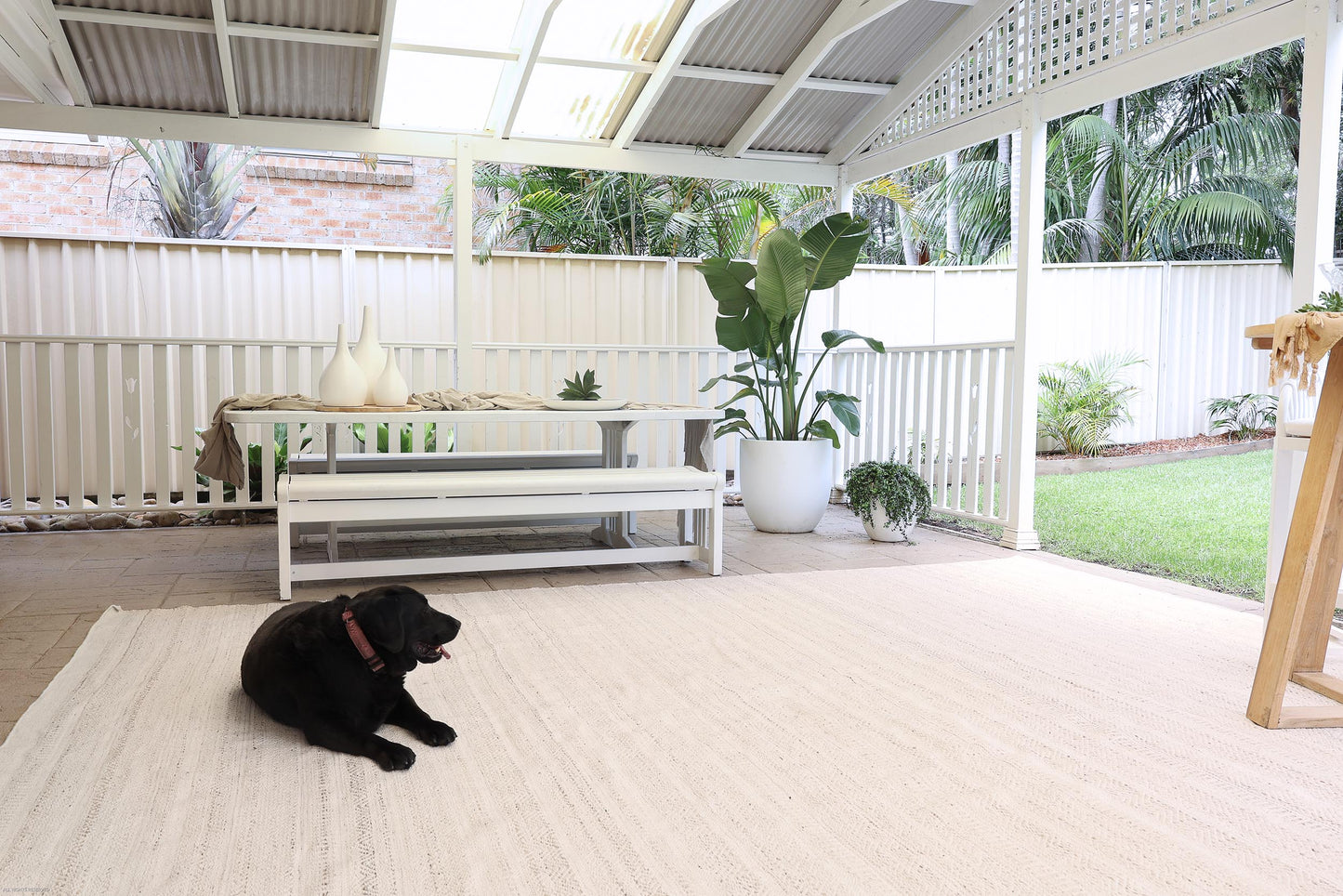 Lucinda Cream and Beige Indoor Outdoor P.E.T Rug