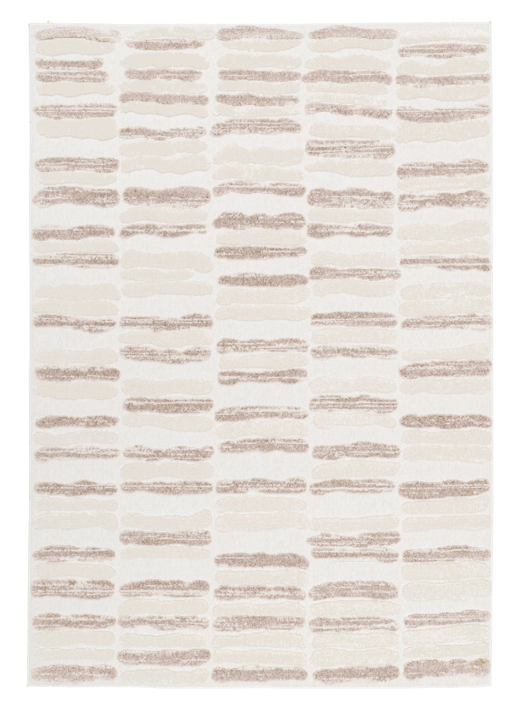 Luiza Ivory and Beige Abstract Striped Rug
