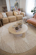 Lyra Ivory and Brown Diamond Stripe Washable Round Rug