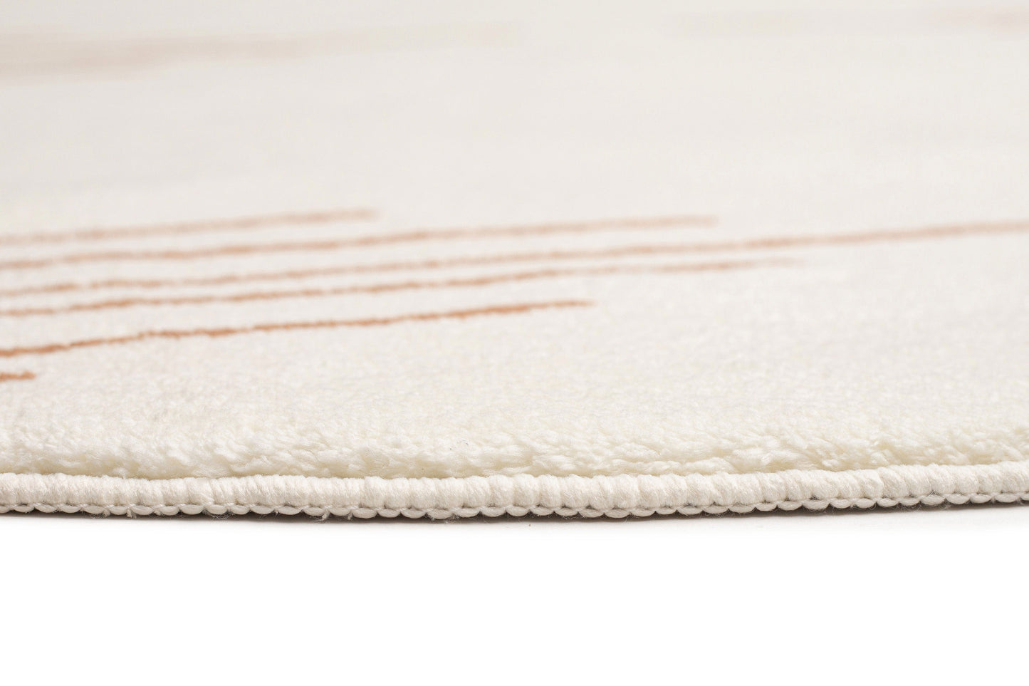 Lyra Ivory and Brown Diamond Stripe Washable Round Rug