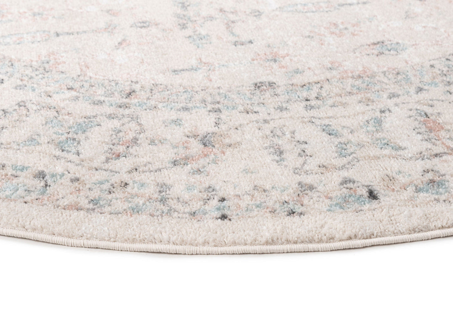 Maplewood Cream and Pink Traditional Round Rug