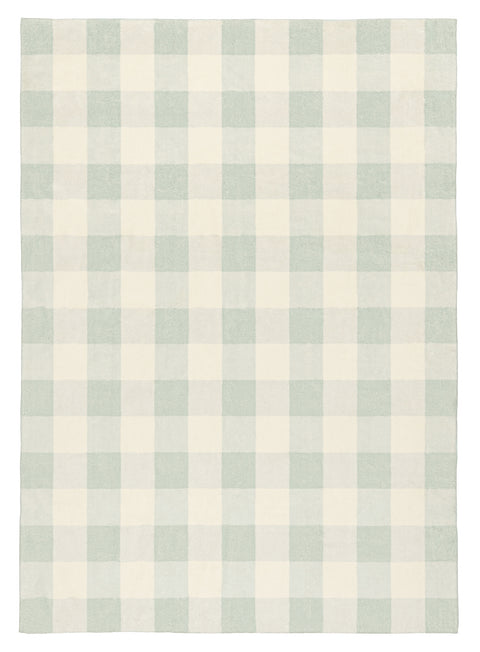 Marcia Green and Cream Gingham Pattern Washable Rug
