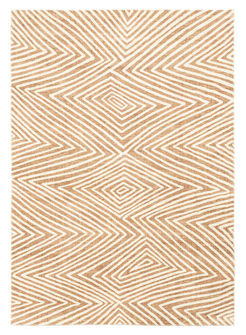 Margaux Brown Beige Diamond Tribal Pattern Washable Rug