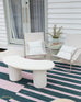 Marilyn Deep Forest Green and Blush Pink Striped Indoor Outdoor Rug