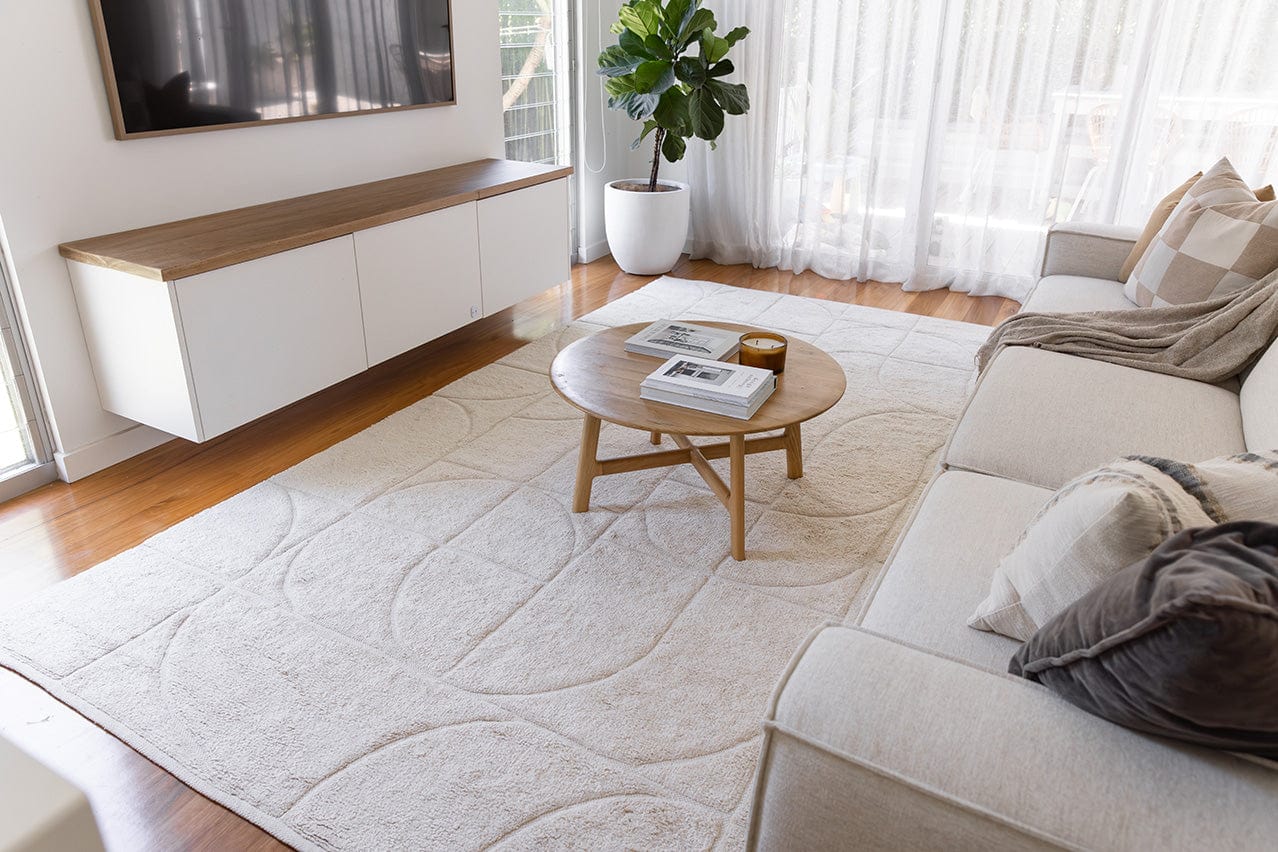 Mikaela Cream Beige Abstract Cotton Washable Rug