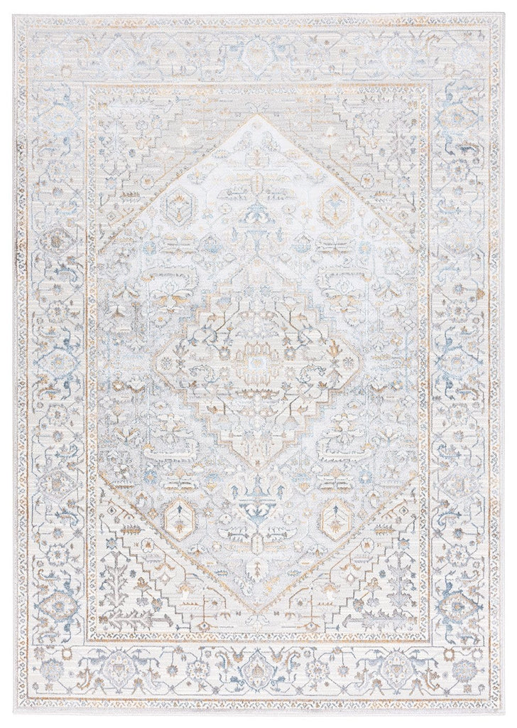 Mira Grey Tan And Blue Lustrous Traditional Rug