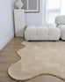 Mirta Beige Brown Scallop Washable Rug