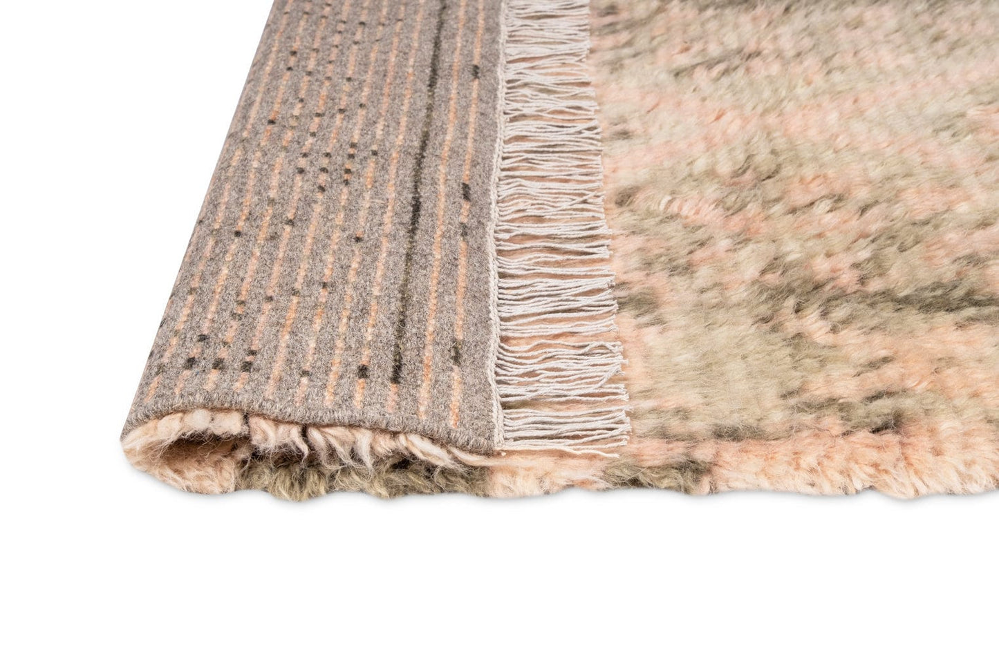 Monika Peach and Green Abstract Diamond Wool Runner Rug