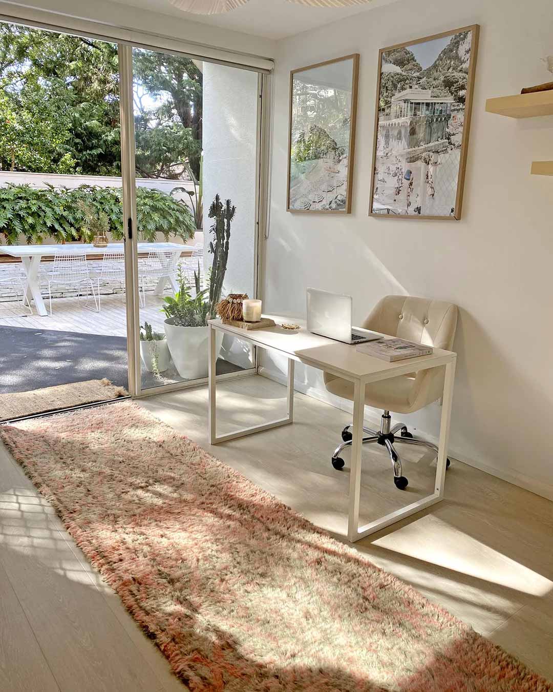 Monika Peach and Green Abstract Diamond Wool Runner Rug