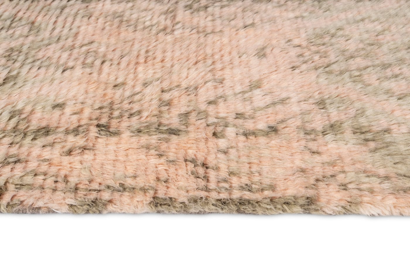 Monika Peach and Green Abstract Diamond Wool Runner Rug