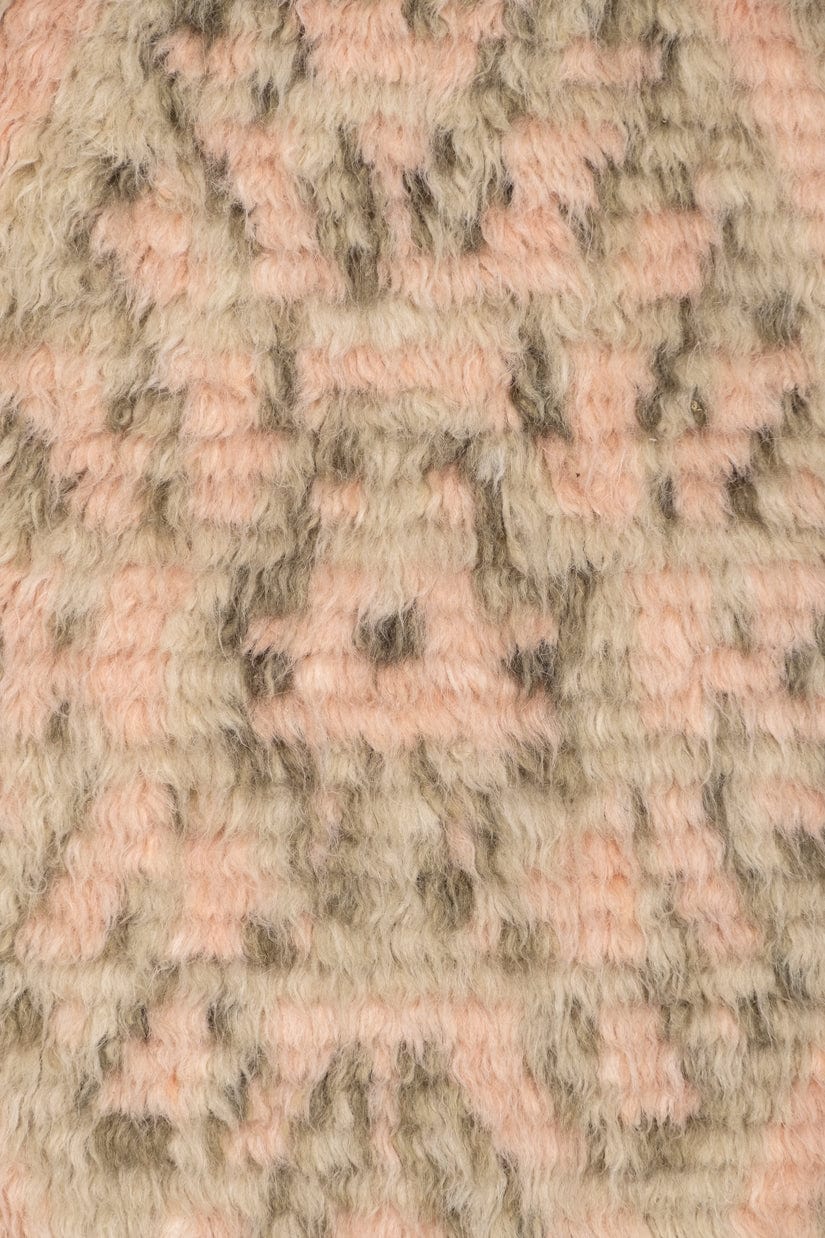 Monika Peach and Green Abstract Diamond Wool Runner Rug