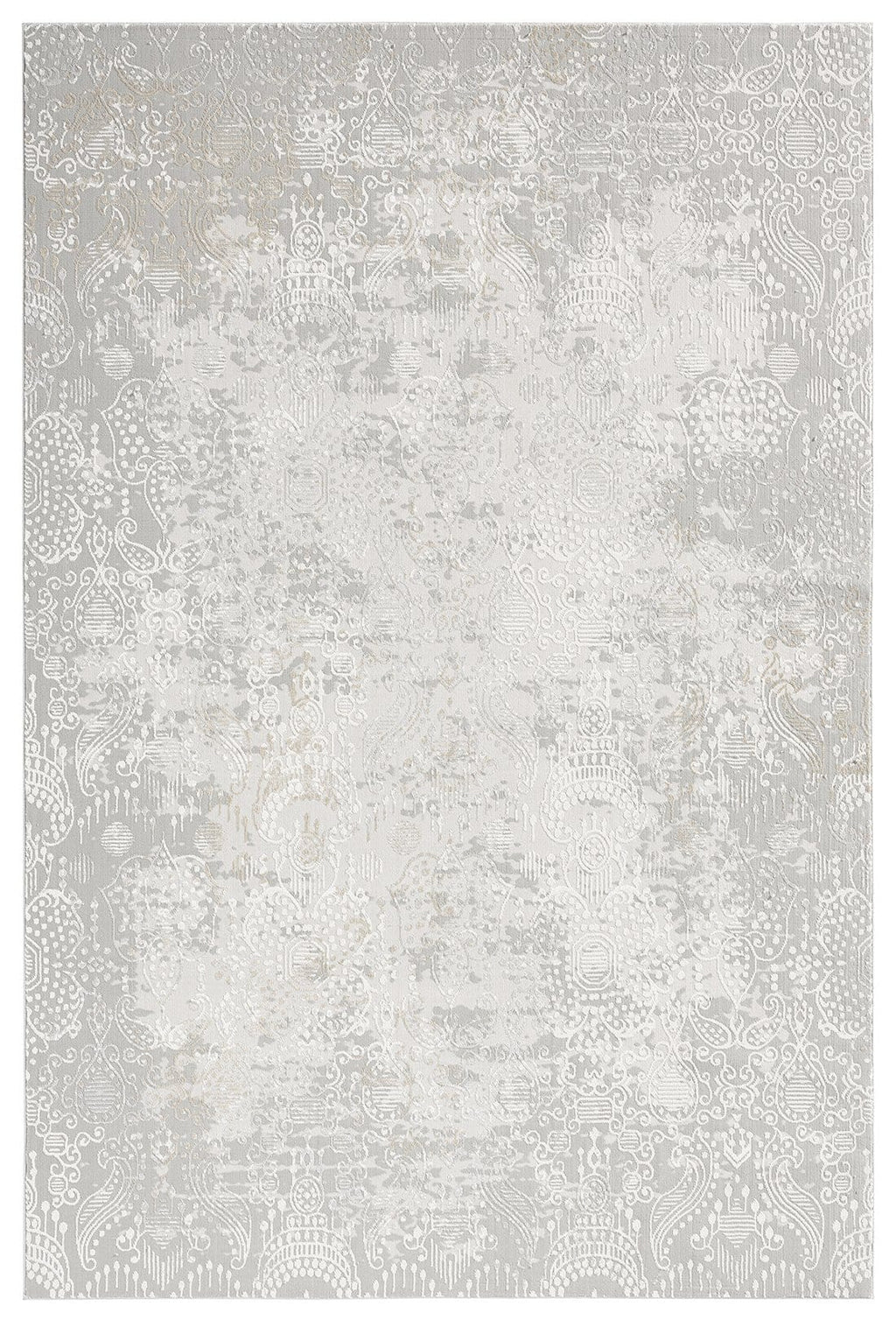 Montana Grey and Ivory Distressed Floral Rug