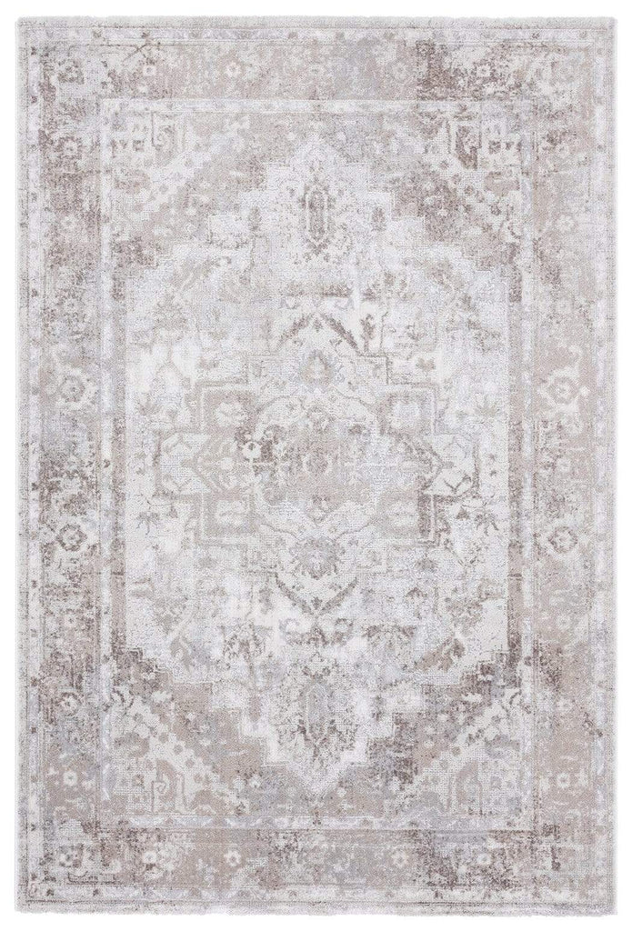 Morgan Beige and Brown Transitional Distressed Medallion Rug