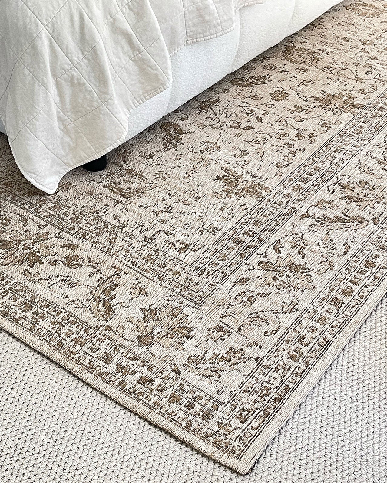 Moselle Beige and Brown Floral Distressed Rug