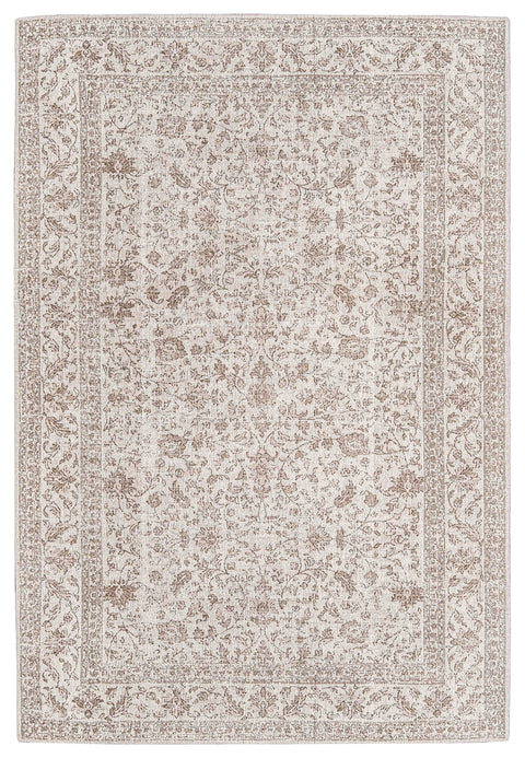 Moselle Beige and Brown Floral Distressed Rug