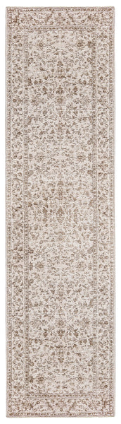 Moselle Beige and Brown Floral Distressed Runner Rug