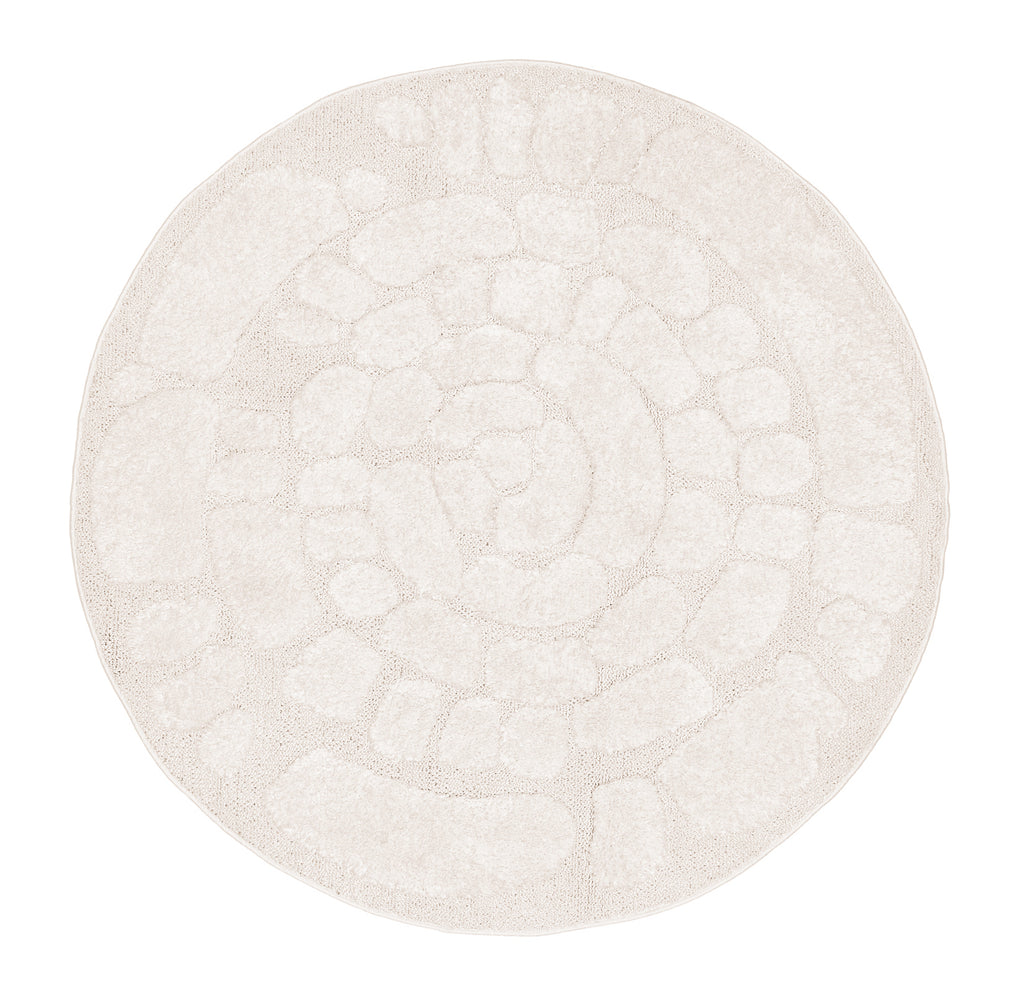 Nadja Ivory Cream Abstract Textured Round Rug