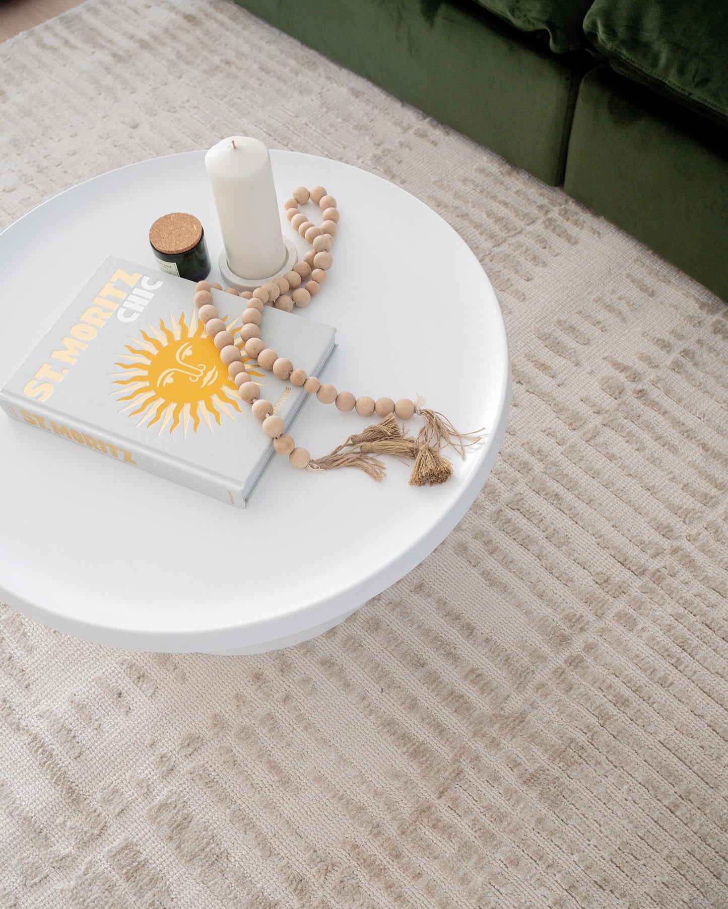 Nahba Ivory And Cream Textured Tribal Rug