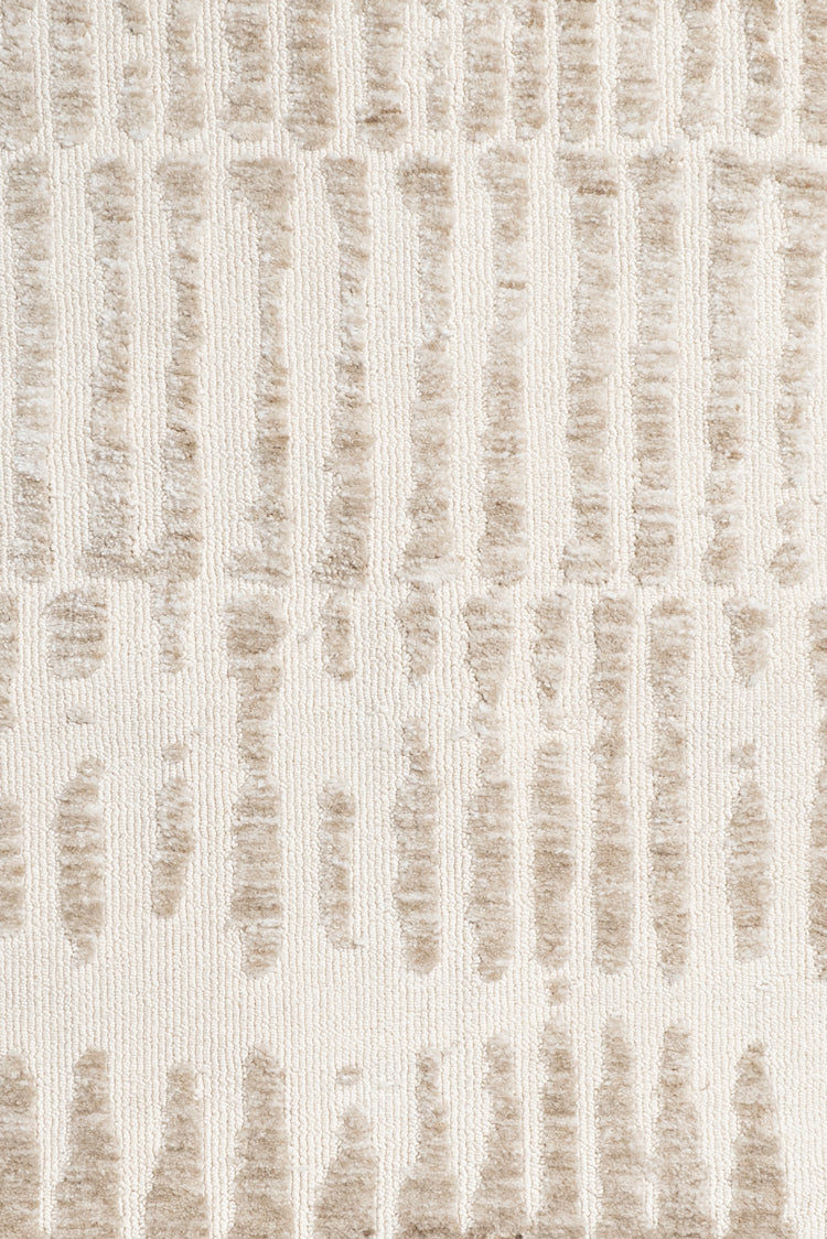 Nahba Ivory And Cream Textured Tribal Round Rug