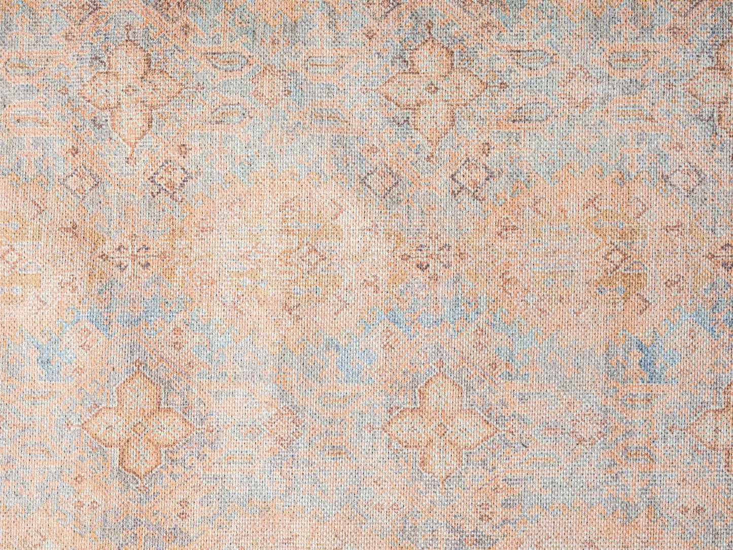 Narem Pink Orange and Blue Traditional Distressed Washable Runner Rug