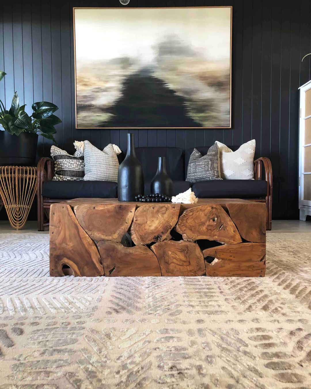 Nishem Brown Grey And Ivory Distressed Tribal Rug