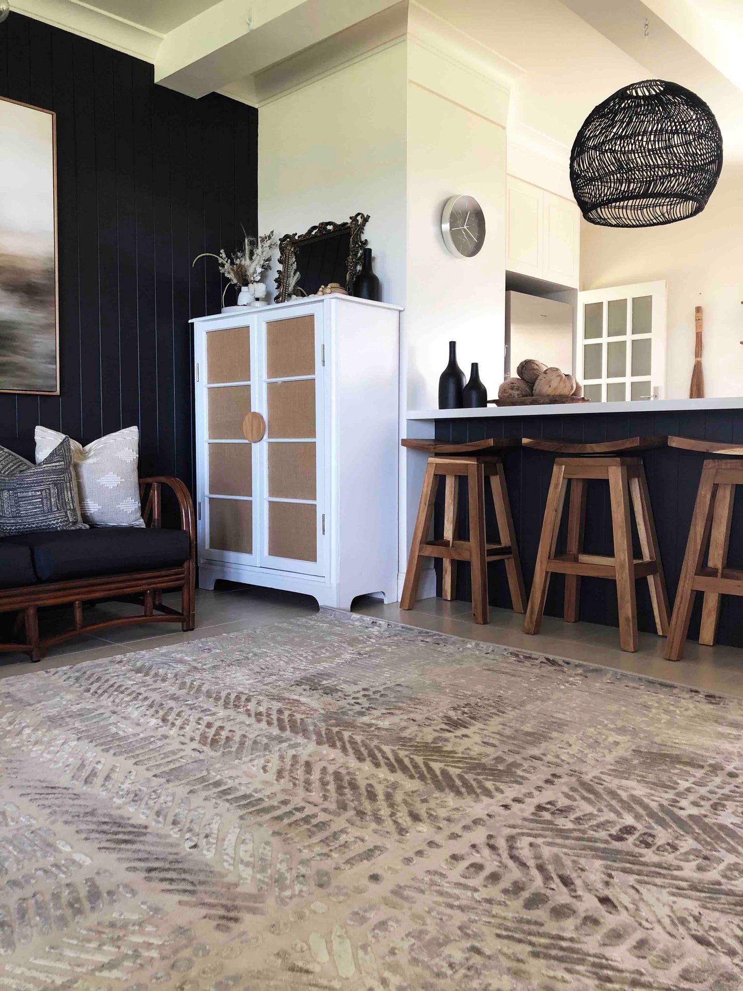 Nishem Brown Grey And Ivory Distressed Tribal Rug