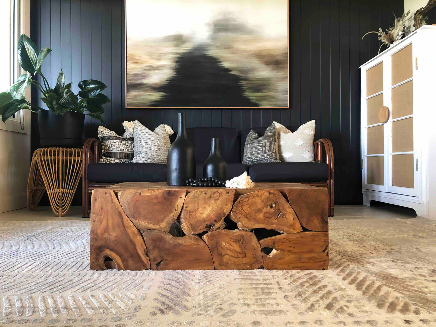 Nishem Brown Grey And Ivory Distressed Tribal Rug