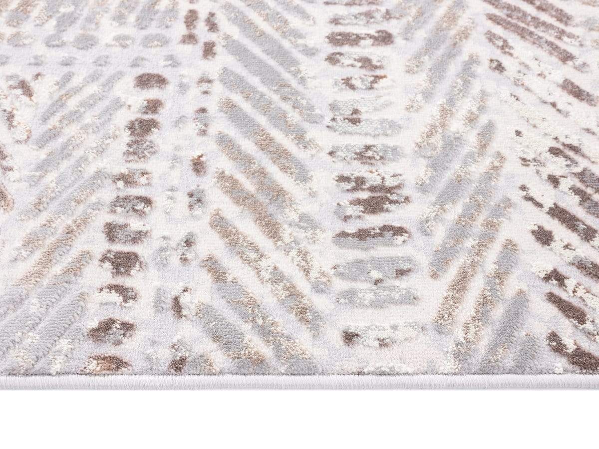 Nishem Brown Grey And Ivory Distressed Tribal Rug