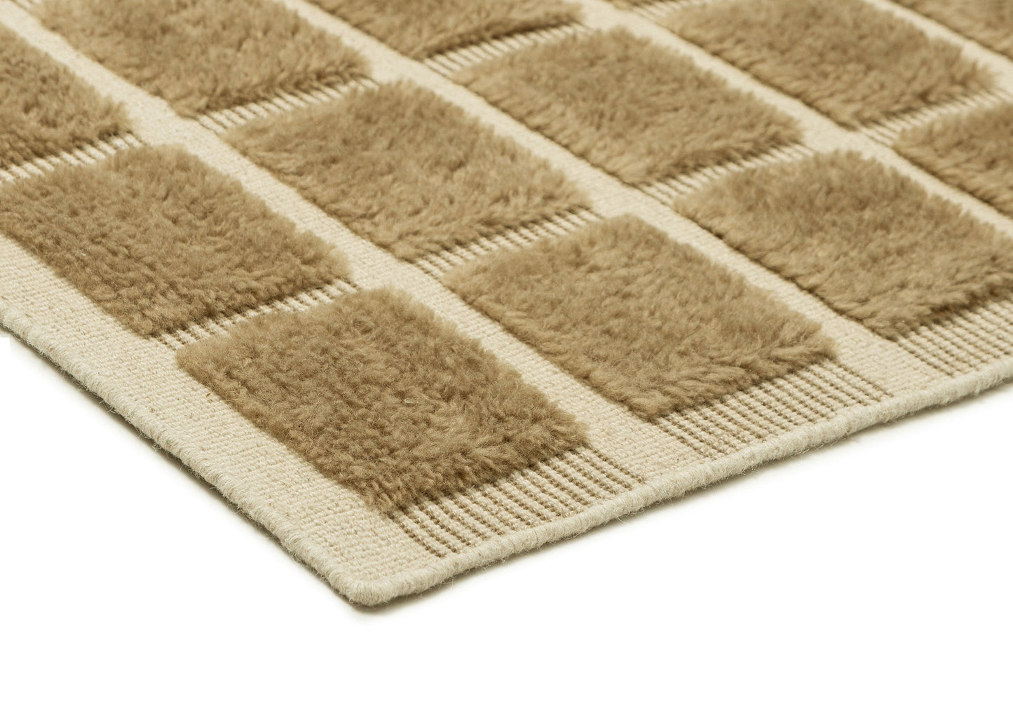 Oaklynn Chocolate Handloom Grid Wool Rug