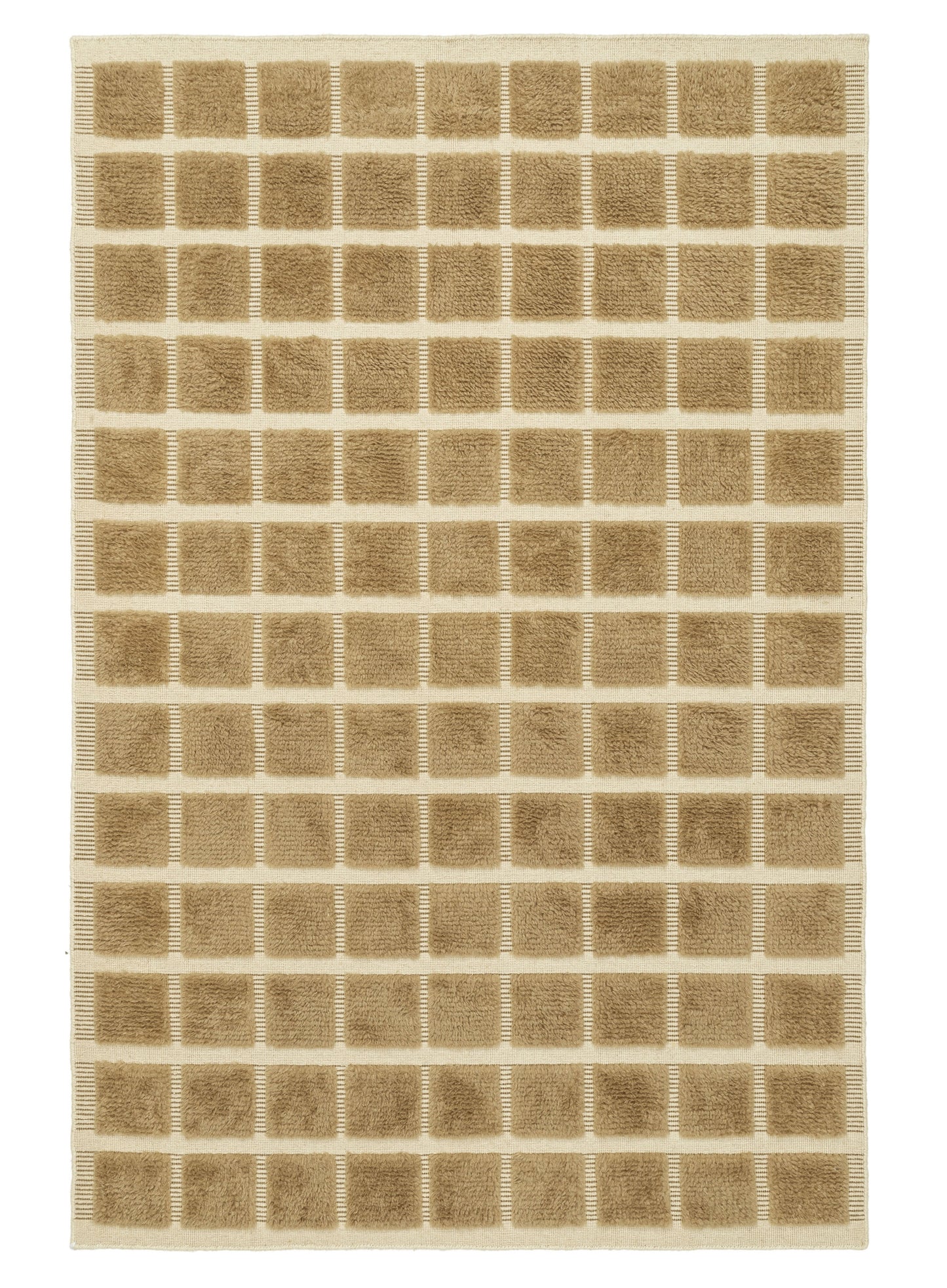 Oaklynn Chocolate Handloom Grid Wool Rug