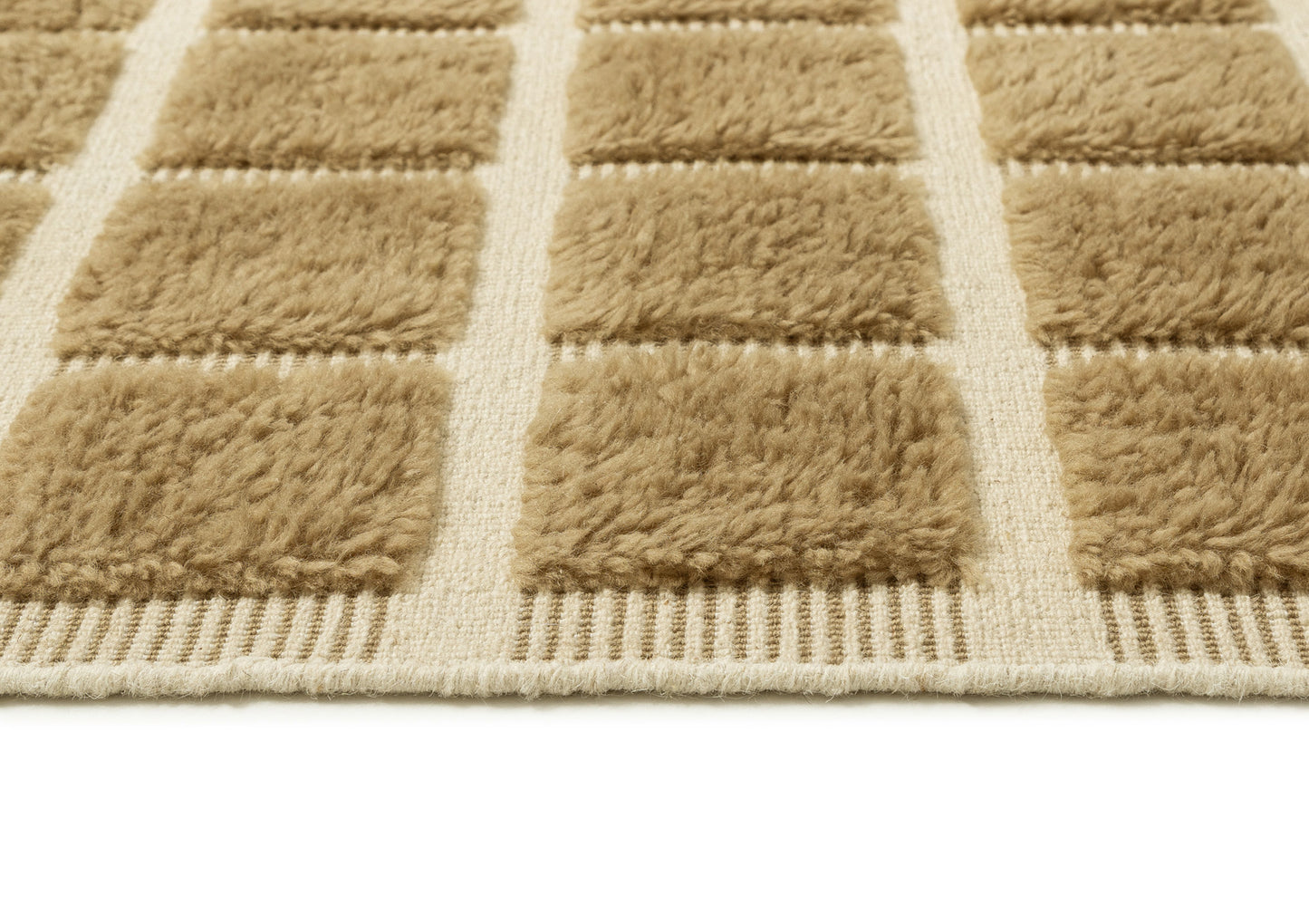 Oaklynn Chocolate Handloom Grid Wool Rug