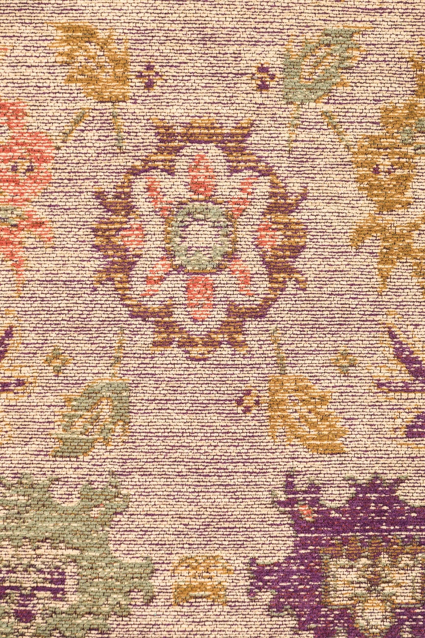 Olivia Boho Beige Purple and Coral Round Rug