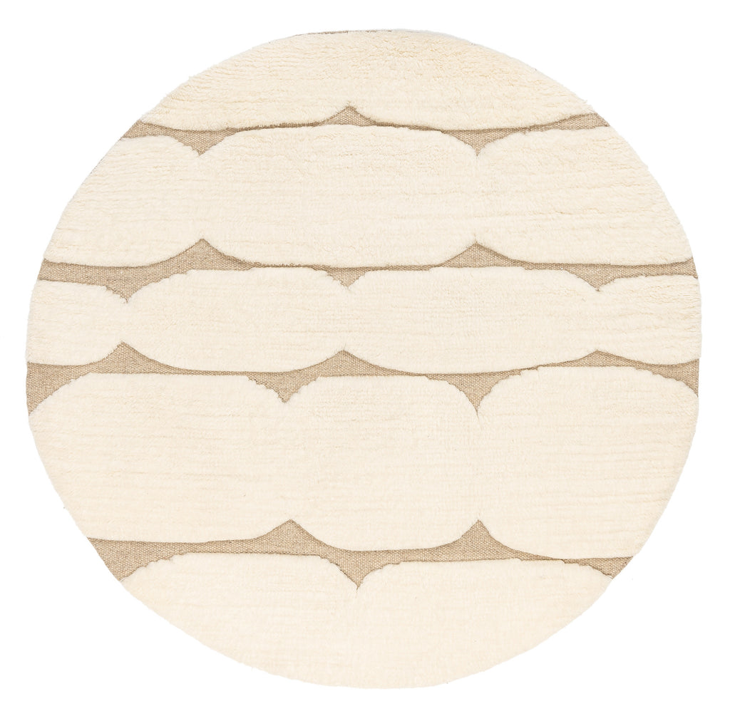 Olympia Ivory Textured Wool Round Rug