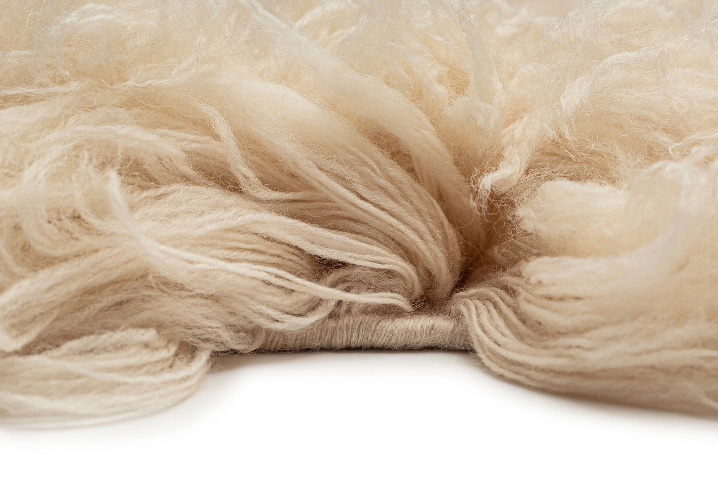 Oracene Beige Deep Pile Wool Shag Rug