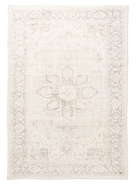 Patina Cream and Beige Distressed Washable Rug
