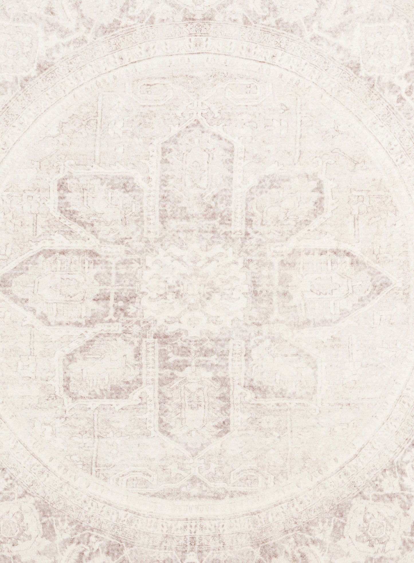 Patina Cream and Beige Distressed Washable Round Rug