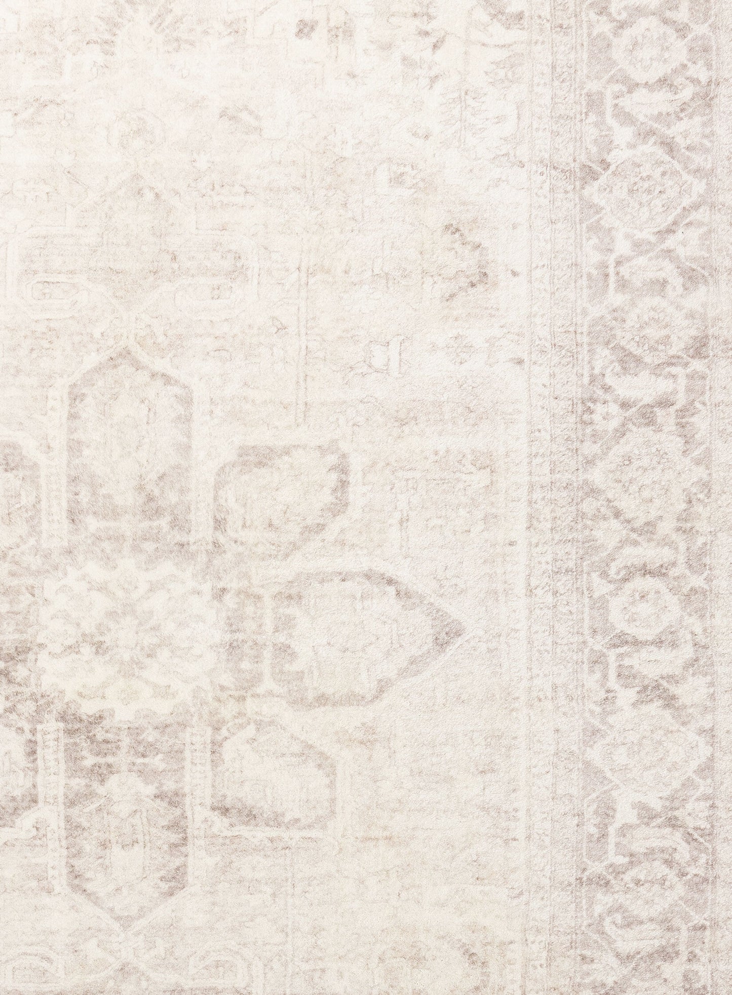 Patina Cream and Beige Distressed Washable Rug