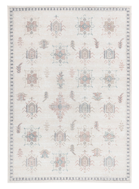 Pebblebrook Cream and Pink Traditional Rug