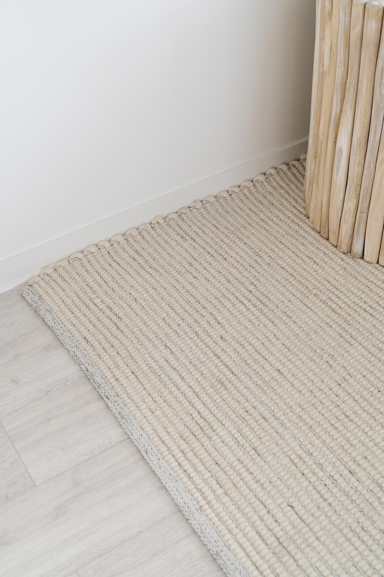 Pella Cream and Grey Textured Flatweave Rug