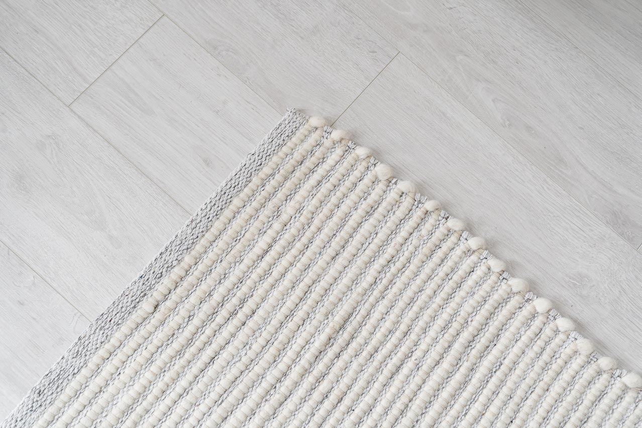 Pella Cream and Grey Textured Flatweave Rug