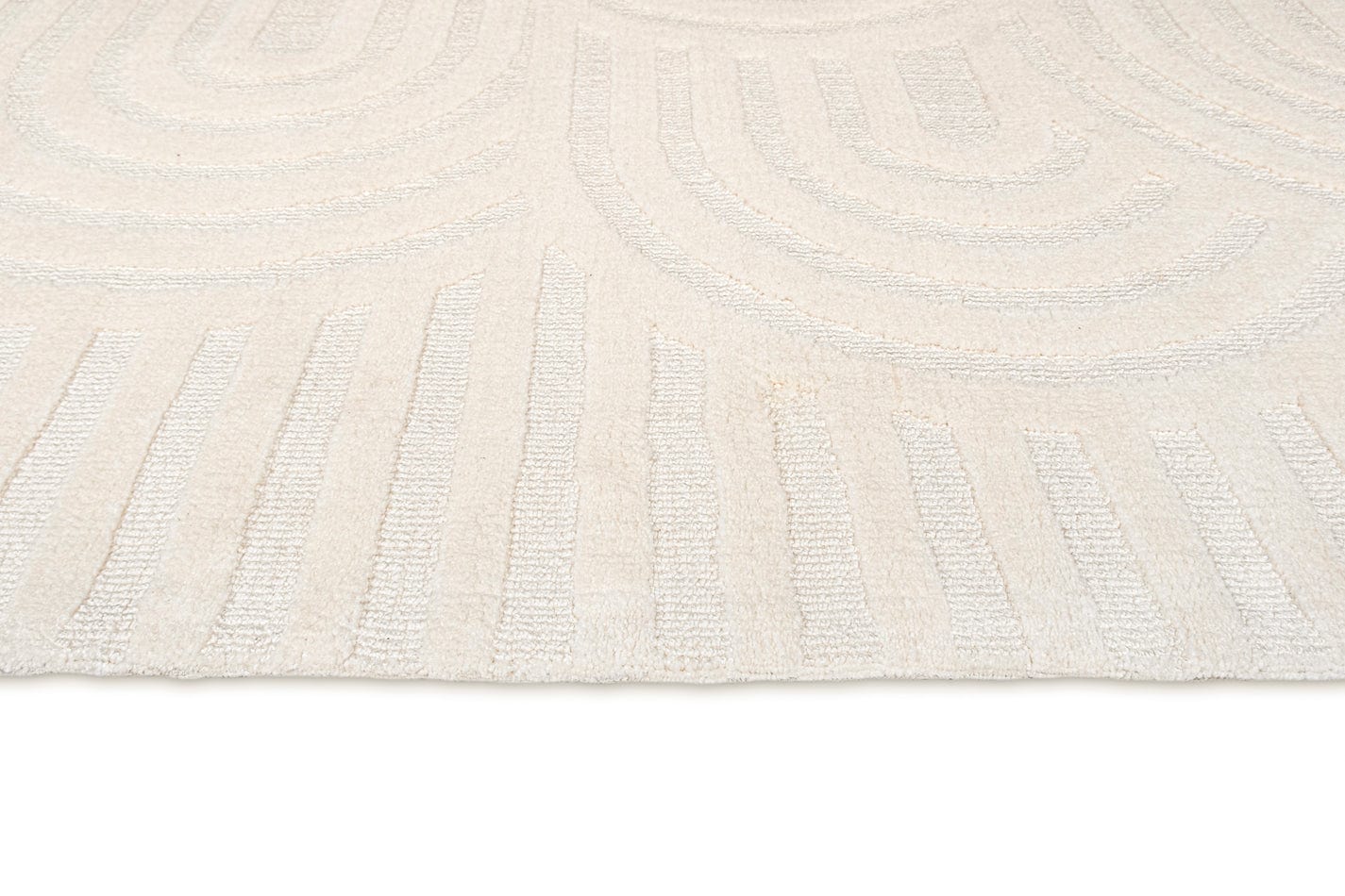 Penelope Ivory Cream Textured Rainbow Rug