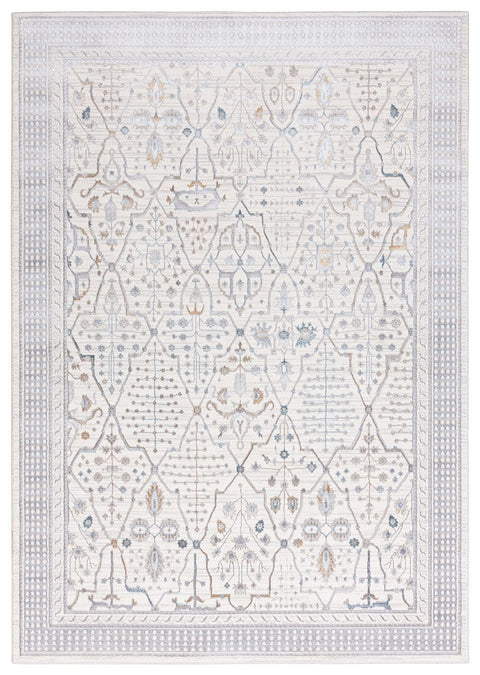 Pheobe Grey Cream And Blue Lustrous Traditional Rug