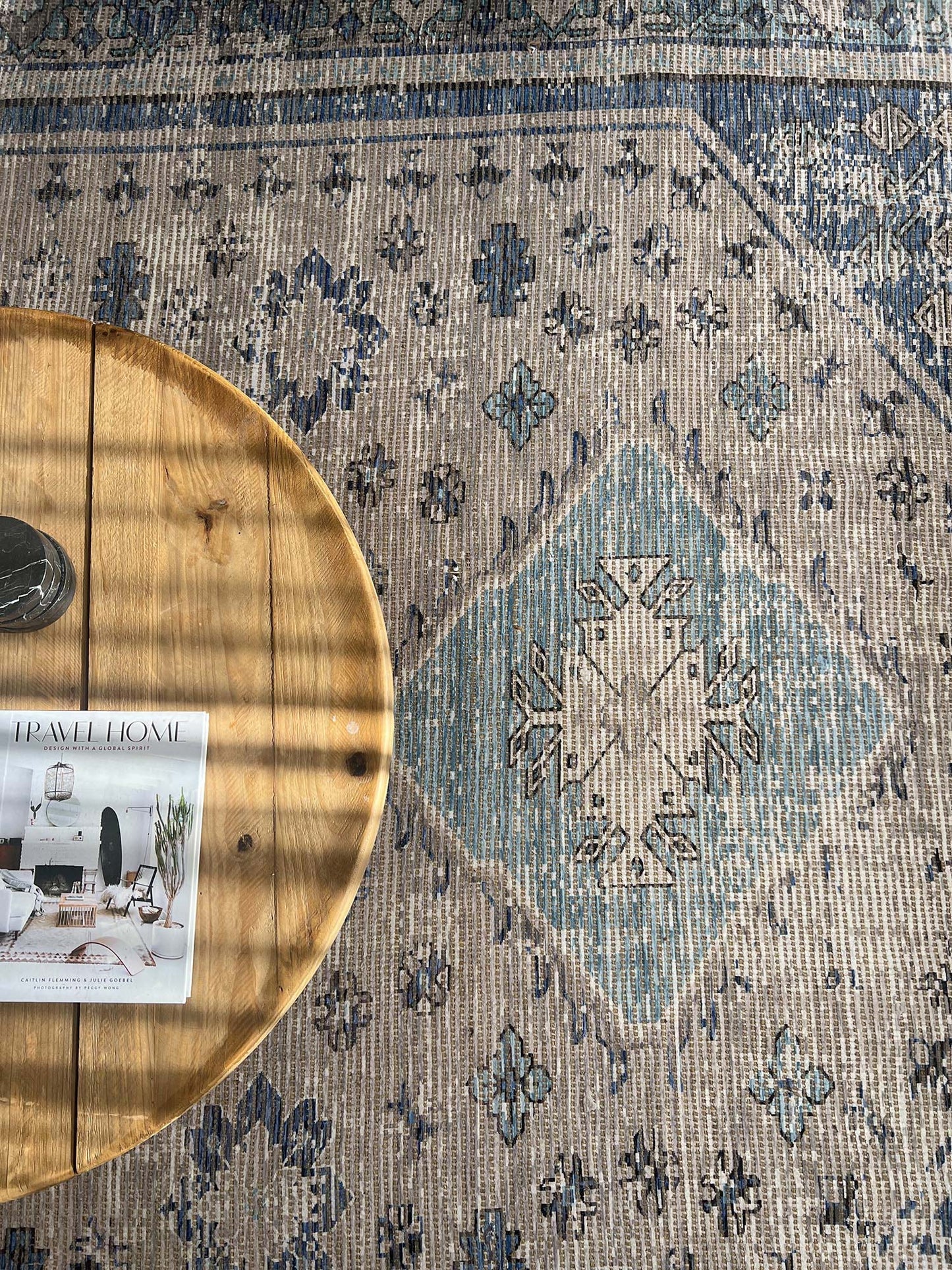 Ranya Blue and Grey Floral Distressed Rug *NO RETURNS UNLESS FAULTY
