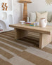 Ravello Warm Beige and Golden Sand Striped Indoor Outdoor Rug