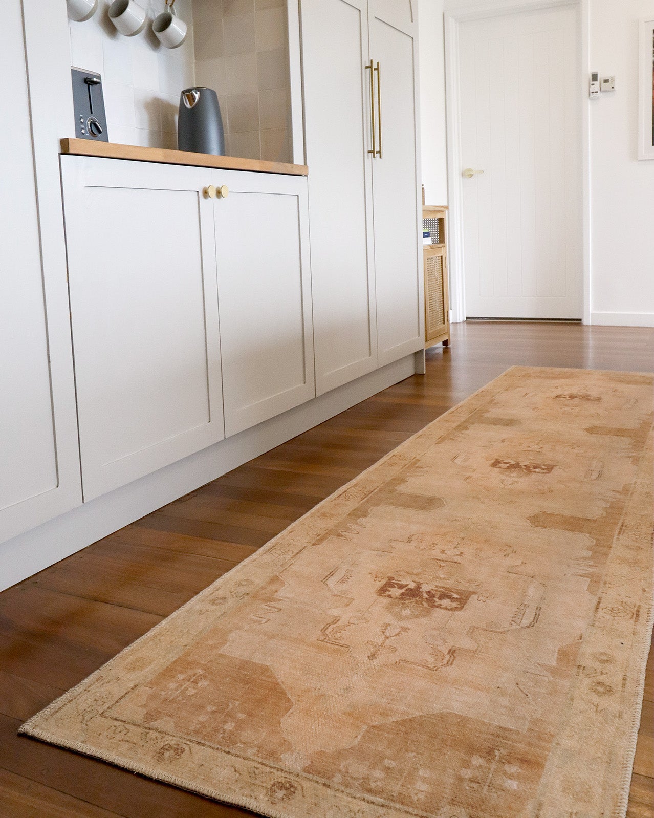 Sabine Cream and Rust Medallion Washable Runner Rug